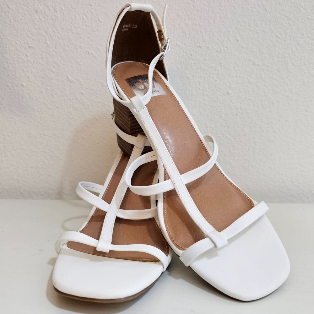 Dolce Vita Womens Sz 7.5 Kaya White Strappy Sandals Block Heel Padded Day Nigth - Picture 2 of 8